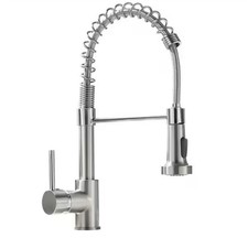 Fapully Single Handle Pull Down Sprayer Kitchen Faucet w/ Brushed Nickel Finish