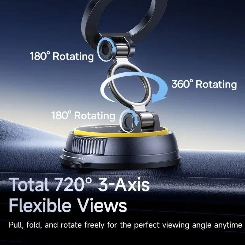 Magnetic Phone Holder Vacuum Lock 720° Rotation Car Mount Dashboard Windshield - Image 2 of 4