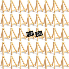 40 Pack 6 Inch Mini Wooden Easels for Display, Classic