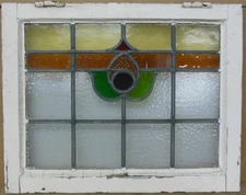 ABSTRACT OLD ENGLISH LEADED STAINED GLASS WINDOW 21.75" X 17.25"