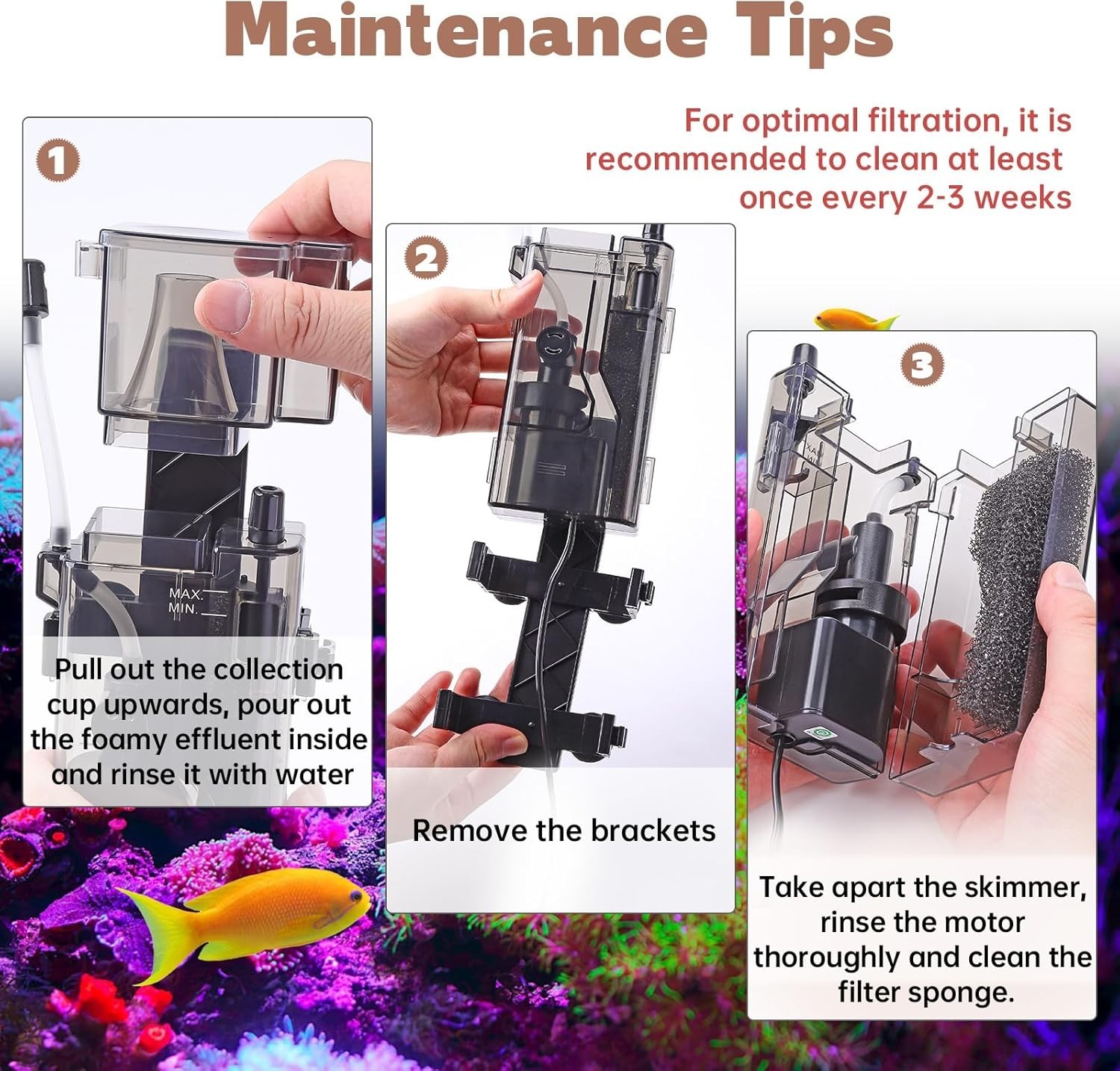 Aquarium Protein Nano Skimmer for Saltwater Fish 50-80 Gallon Tank ...