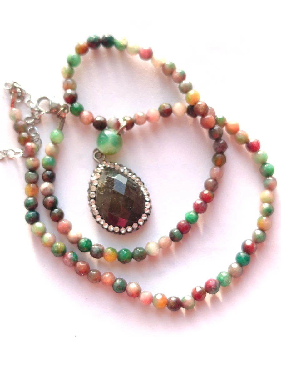 Collana Lunga Donna Con Agata, Madreperla E Perle - Fiore Incantevole - CO235