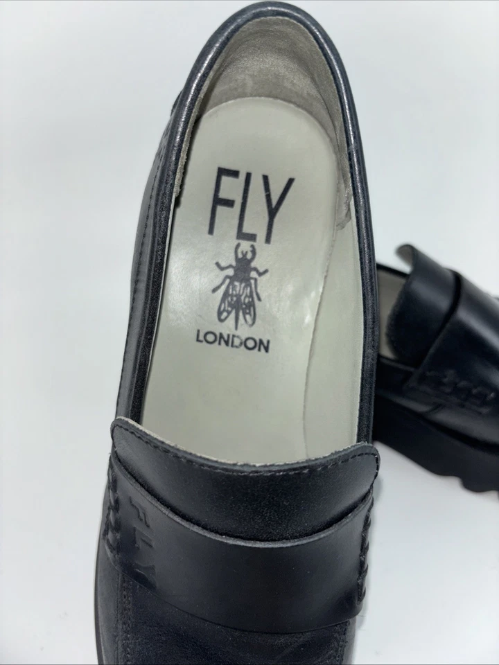 Женский ковер FLY LONDON размер 39 MAUS791 черный коренастый кожаный мокасины б/у в отличном состоянии - Изображение 2 из 4