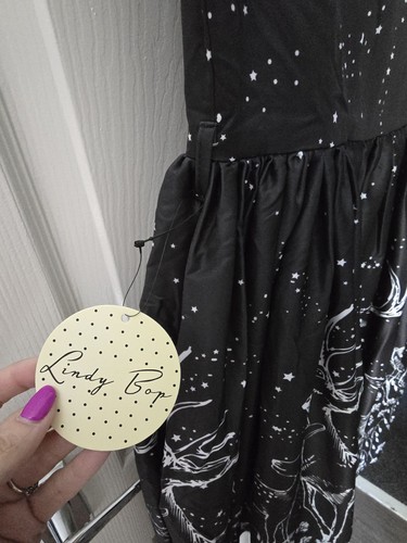 BNWT Lindy Bop Audrey Black Night Deer Dress Size 14 - Picture 5 of 10