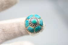 Chunky 925 Sterling Silver Turquoise Color Dome Ring