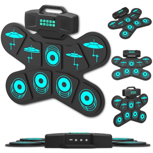 AU Electronic Drum Kids 9Pads Practice Drum Pads Roll-up Electric Drum Kit Gifts - Picture 5 of 14