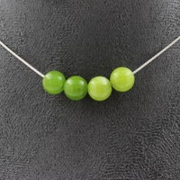 Steine Und MinéRaux. Halskette 4 Perlen Peridot 8 Mm Kette Aus Edelstahl C