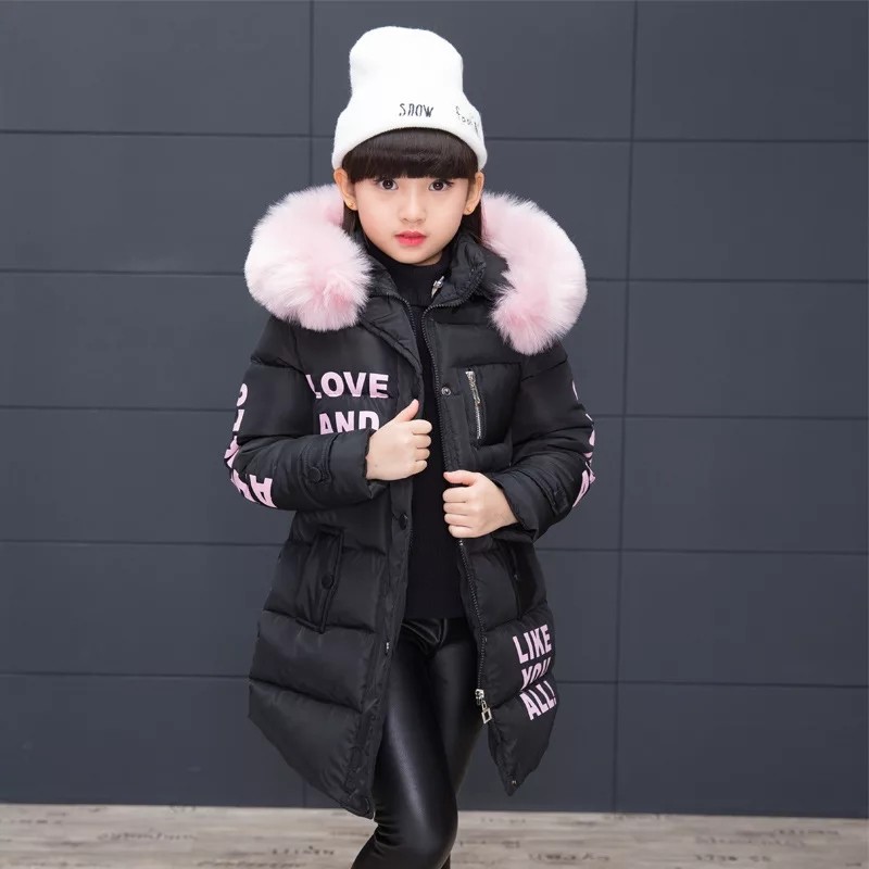 Girls Winter Cotton Warm Jacket Kid's Cotton-padded Hooded