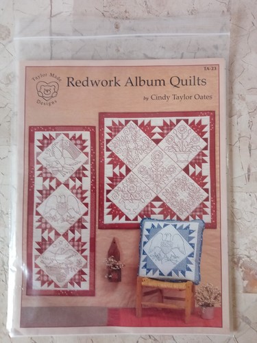 RED WORK ALBUM QUILTS Pattern Eagle Americana Floral Jacobean Cindy Taylor Oates - Picture 2 of 5