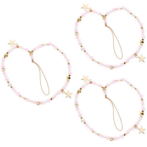 3 PCS Handy Kette Handykette Mit Perlen Perlenbesetzter Handyriemen-Anhänger