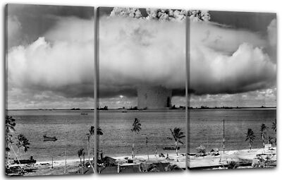 Tableau Déco Sur Toile - Motif Explosif Guerre Bombe Atomique - Prêt à Accrocher - Neuf