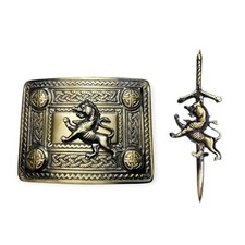 Men's Scottish Lion Antique Kilt Pin and Buckle