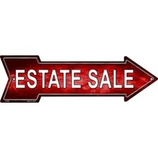 Estate Sale Right Novelty Metal Arrow Sign Directional 17" x 5" Wall Decor