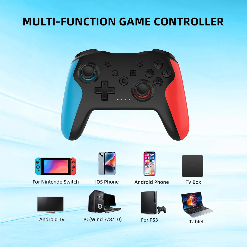 Manette sans fil BT Nintendo Switch Pro avec gyroscope 6 axes et vibrations HD