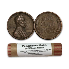 Wheat Cent / Penny Roll  50-Count Roll Avg Circulated Read Description