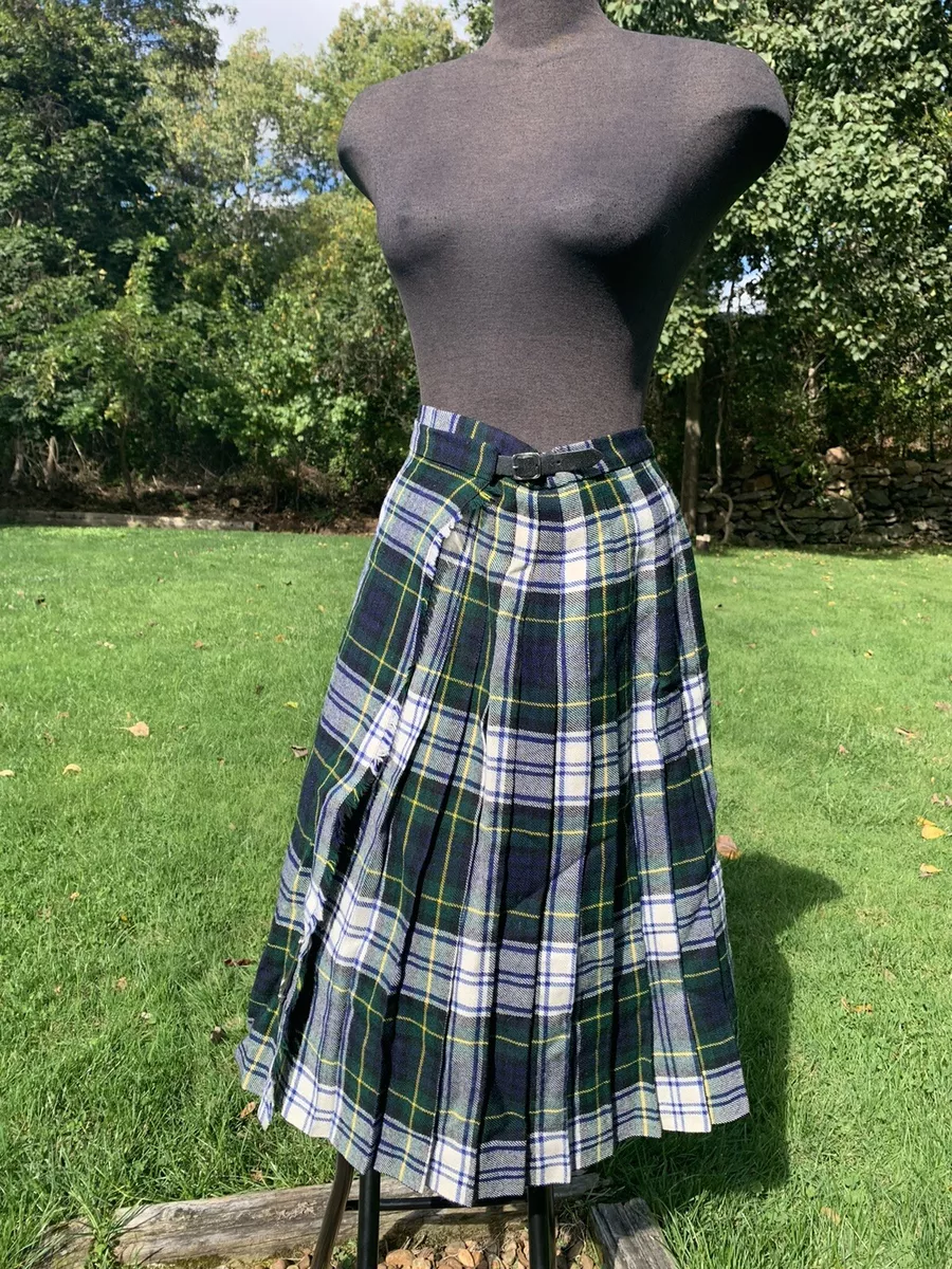 Green plaid top kilt skirt