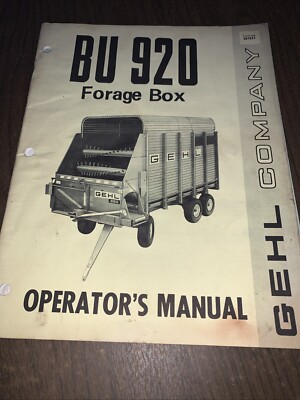 Gehl BU 920 Forage Box Operators Manual Form 901937