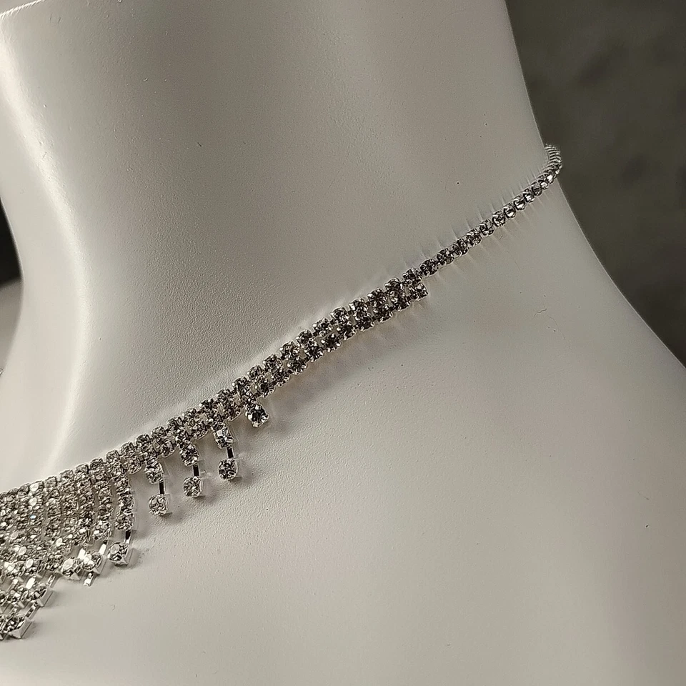 Collar con flecos de diamantes de imitación Drag Eleganza enchapado en latón 15-21" joyería de moda Foto 4 de 4