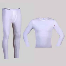 Egyptian cotton thermal underwear set, XL size white pants and undershirt