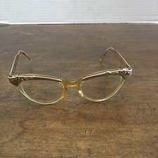 VINTAGE Eyeglass Frames Universal 4-5 1/2 Alum Rose Colored Pointed Flower Damag
