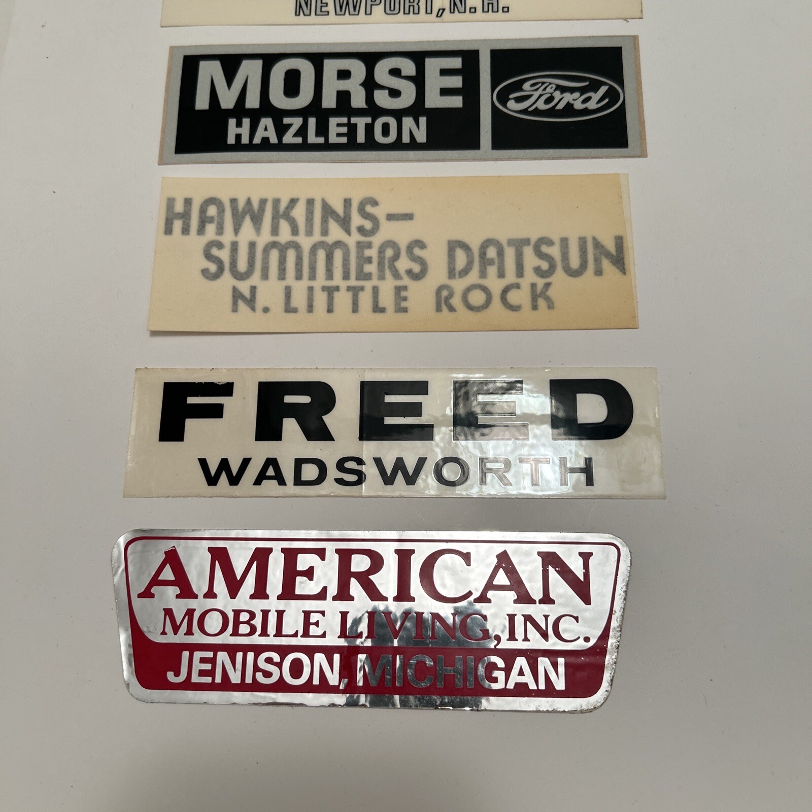 7- Lot Vintage Auto Dealer Stickers NOS, D-Line Mylar & Reflective ...