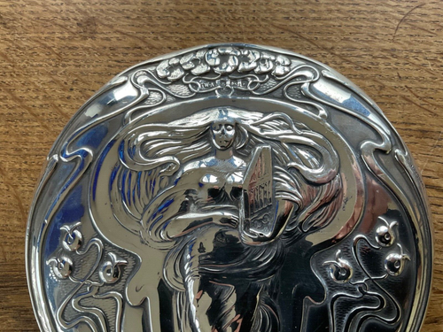 Antique Art Nouveau Solid Silver Hand Mirror Maiden by William Aitken Bham c1902 - Picture 2 of 17