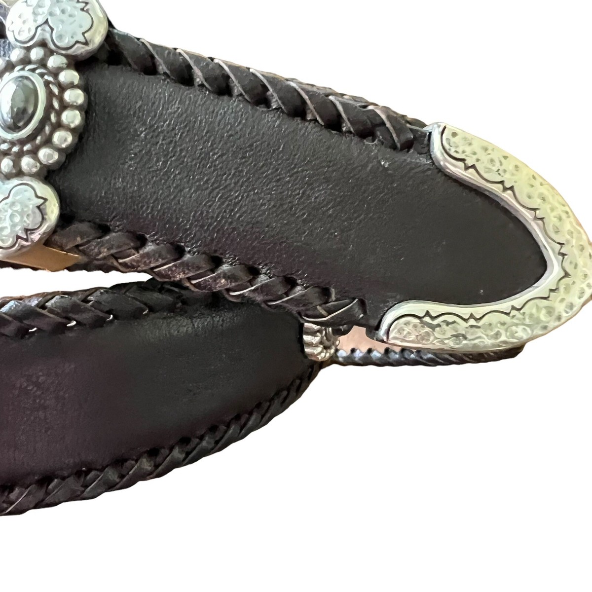 Brighton belt M 30 Brown Leather with Medallion Accents Boho 