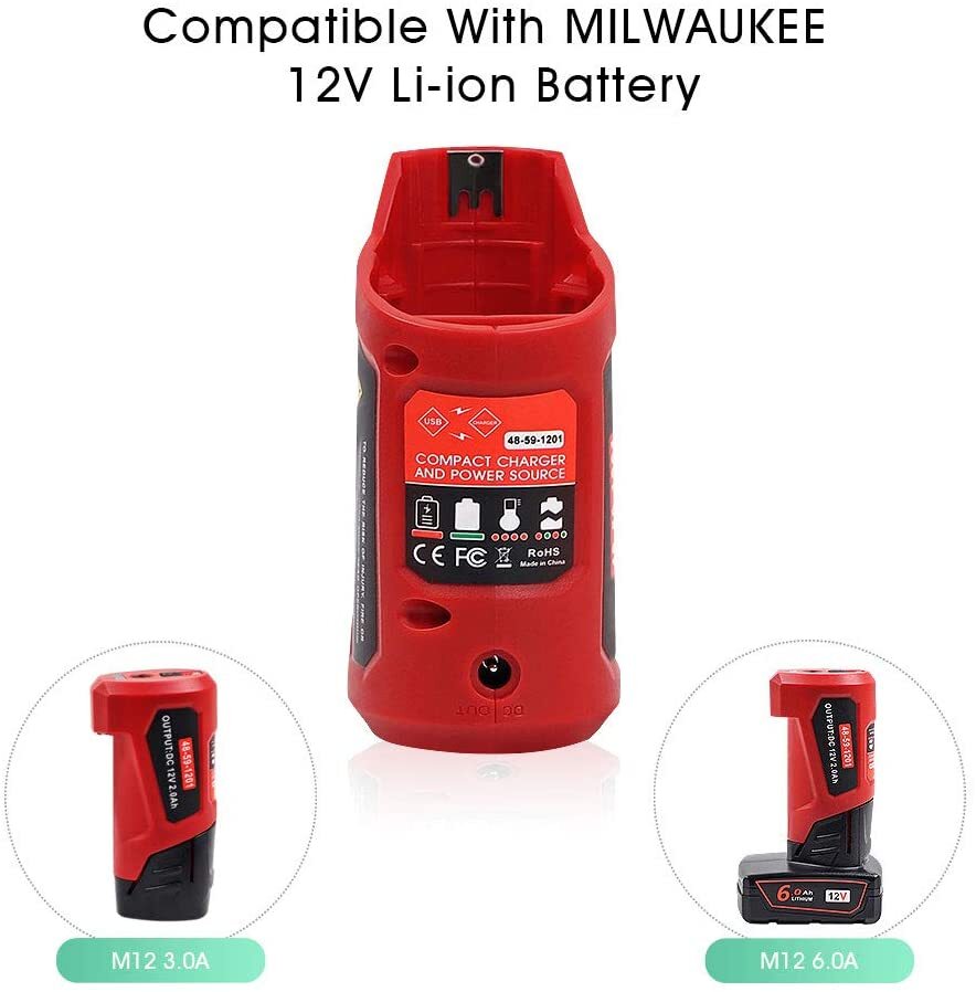 Adaptador USB Cargador Para Batería Milwaukee M12: Convierte Tu Batería En Puerto De Carga (12V)