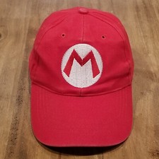 Super Mario Hat Cap Strap Back Adjustable Nintendo Video Game M Mario Logo