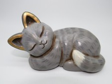 Thun vintage Gatto grigio addormentato .  Lunghezza 16 cm. Raro.
