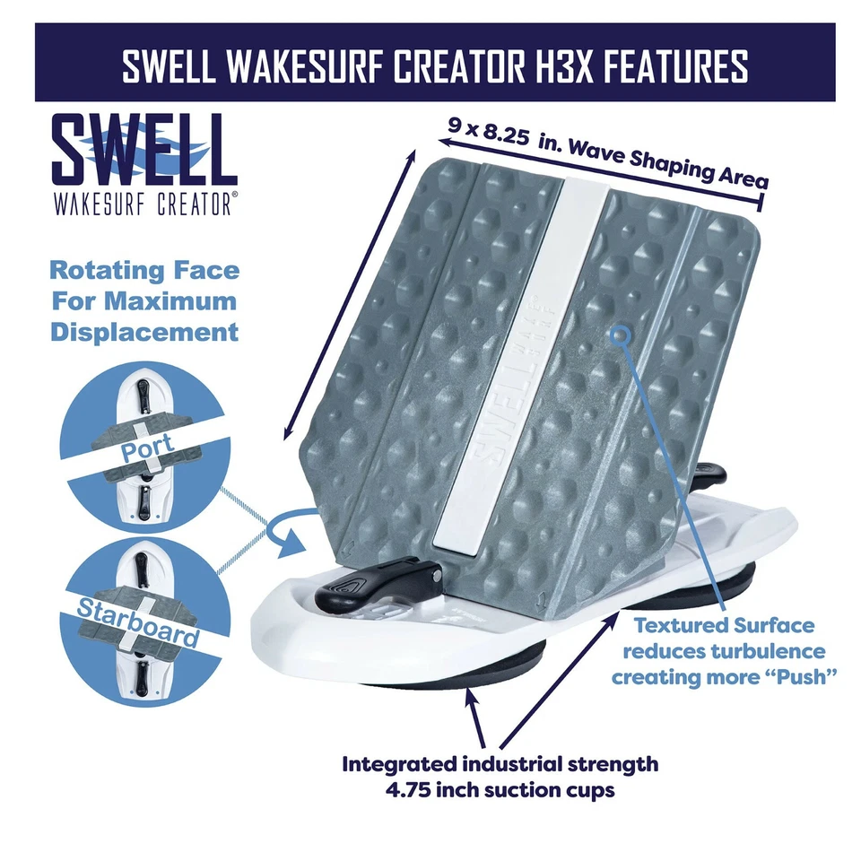 SWELL Wakesurf Creator H3X Wake Device Surf Malibu Axis Mastercraft Supra Tige   - image 4 of 4
