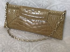 Vbh Beige Alligator Clutch Gold Chain Strap Size 11 X 5