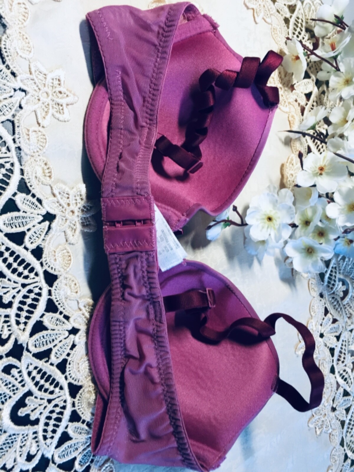 Bra  SECRET POSSESSIONS Size us 32b it2b eu70b fuschia padedd underwired image 3