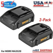 2Packs 20 Volt For WORX WA3525 20V 3.0Ah Max Lithium Battery Power Tools WA3520