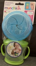 New Sealed Munchkin Snack Catcher Food Dispensers No Spills 2 Pack Blue/Green