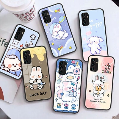 Glass Rabbit Cat Phone Case For Oppo Find X8 X5 X3 Reno 10 11 12 13 A57 A17 A58