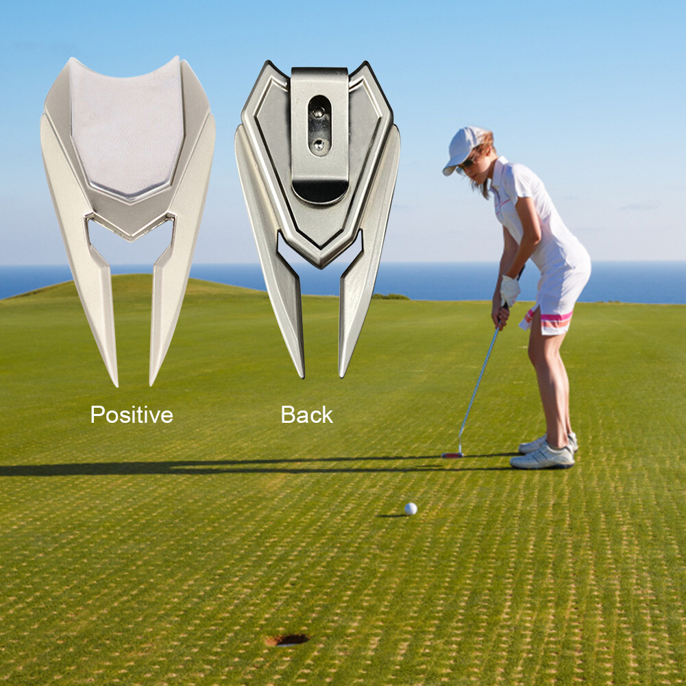 Golf Divot Repair Tool w/ Golf Club Ball Marker Aluminum Golf Pitchfork