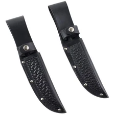 Black Basketweave Leather Straight Fixed Blade Knife Sheath 5" Blade Set of 2