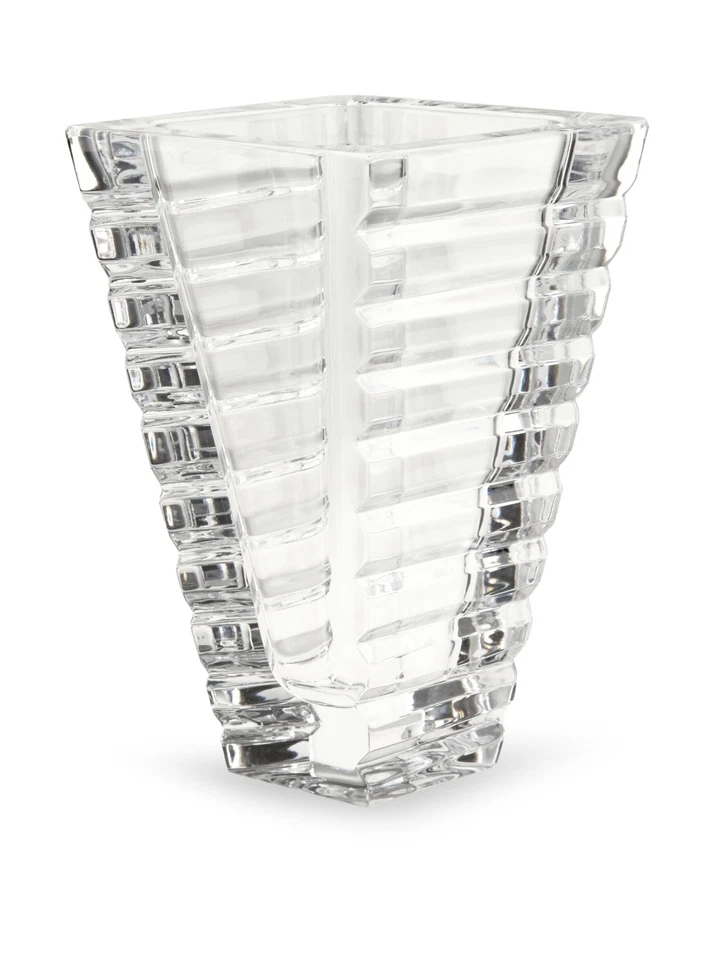 Rogaska 8" Horizons Stable Trapezoid Architecture Vase Clear Lead Crystal Gift