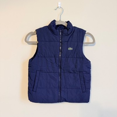 Lacoste Kids Navy Blue Puffer Vest Full Zip Quilted Sleeveless Jacket Size 8Y