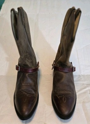 Men Cowboy Boots Sz 13 Western Houseback Riding Leather Pointed Toe Spur Brown