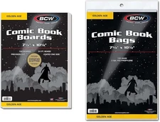 100 BCW Golden Age Comic Books Bags 2 Mil Acid + Backing Boards Safe Storage SET