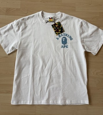 A Bathing Ape Herren T-Shirt Weiß M Kurzarm Rundhals Logo-Print