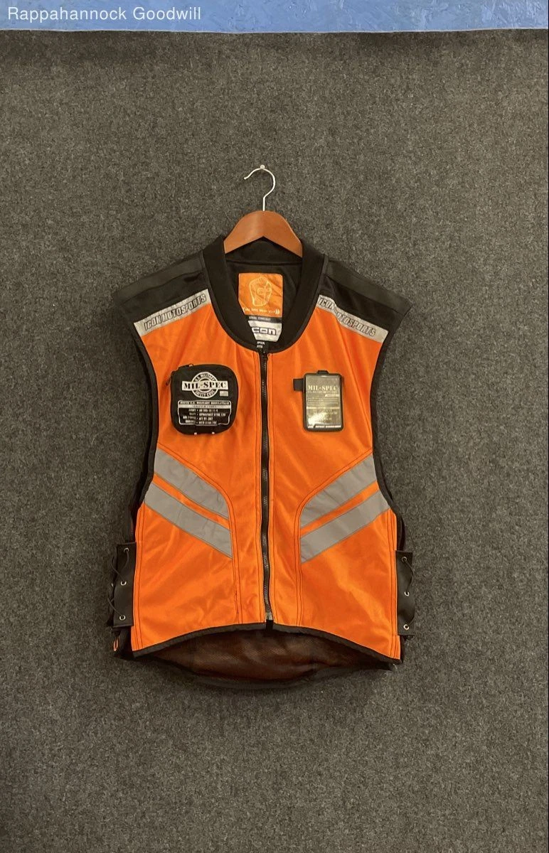 Icon Men's Mil Spec Mesh Motorcycle Safety Vest Orange Hi-Vis Reflective Super image 1