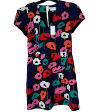Milly Atalie Floral Fit  Flare Mini Dress Women  s 8 NWT V-Neck Short Sleeve