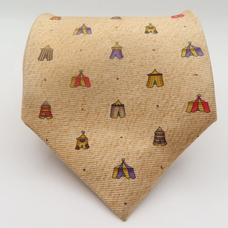 Bvlgari Tie Mens Brown Tents Sevenfold 4" 59" Long Italy Davide Pizzigoni - Image 2 of 4