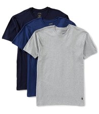 Polo Ralph Lauren 3-Pack CLASSIC Fit CREW T-Shirt GRAY BLUE BLACK Men's SMALL