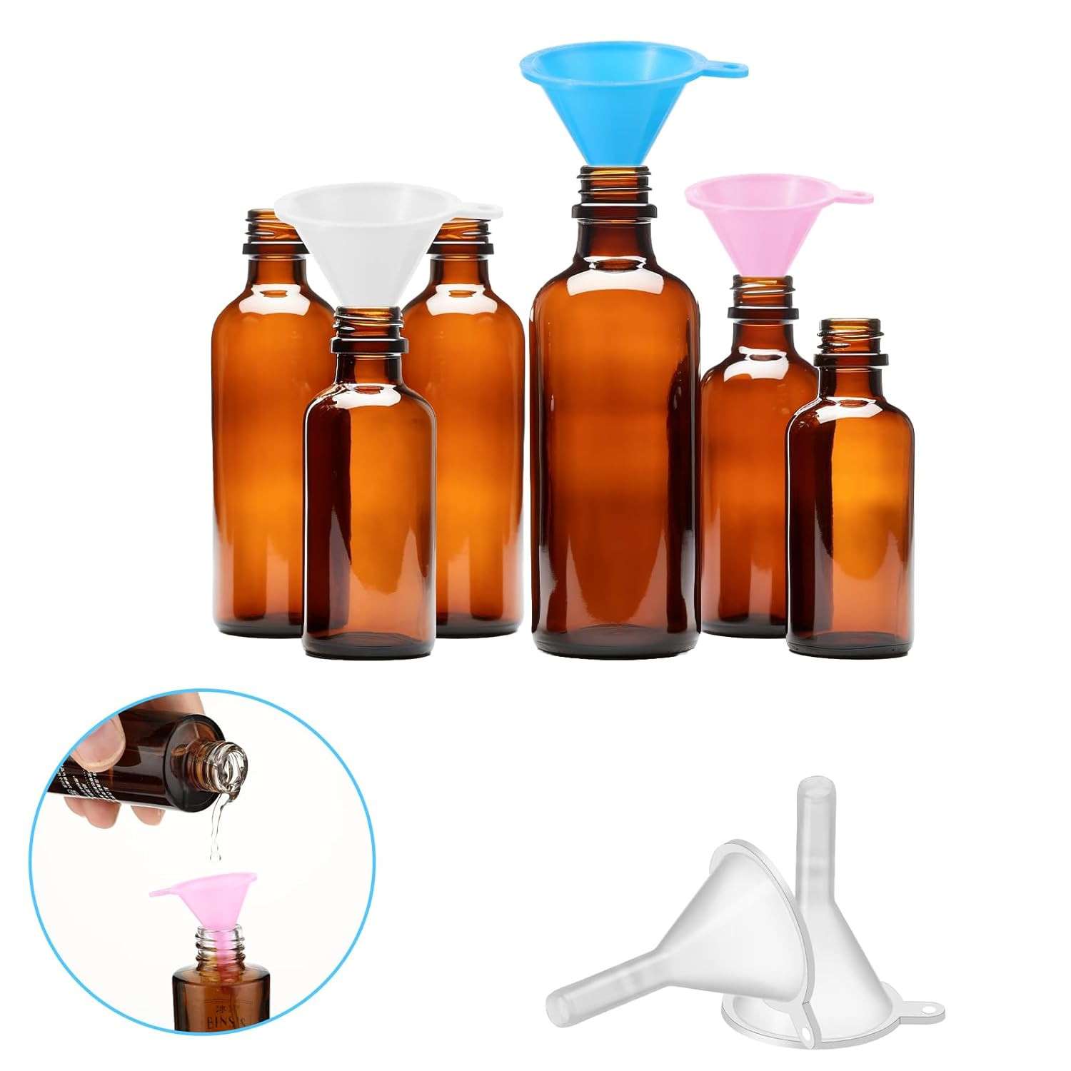 9PCS Plastic Small Funnel, Mini Perfume Funnel Filling Small Tiny Bottles Capsul