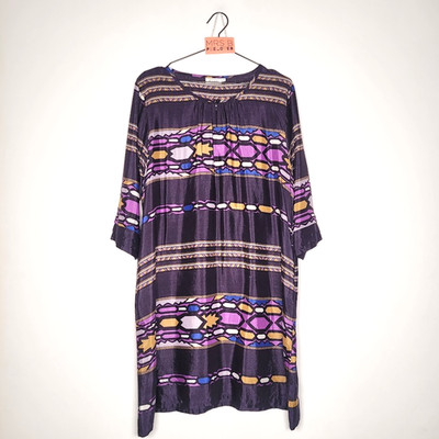 Masai Copenhagen Kleid Tunika groß schwarz bunt gestreift 3/4 Arm Lagenlook