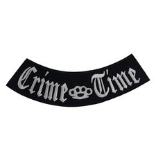 CRIME TIME Rocker Patch - 10.5" x 2.5" Brass Knuckles Biker Vest Jacket DIY Cut